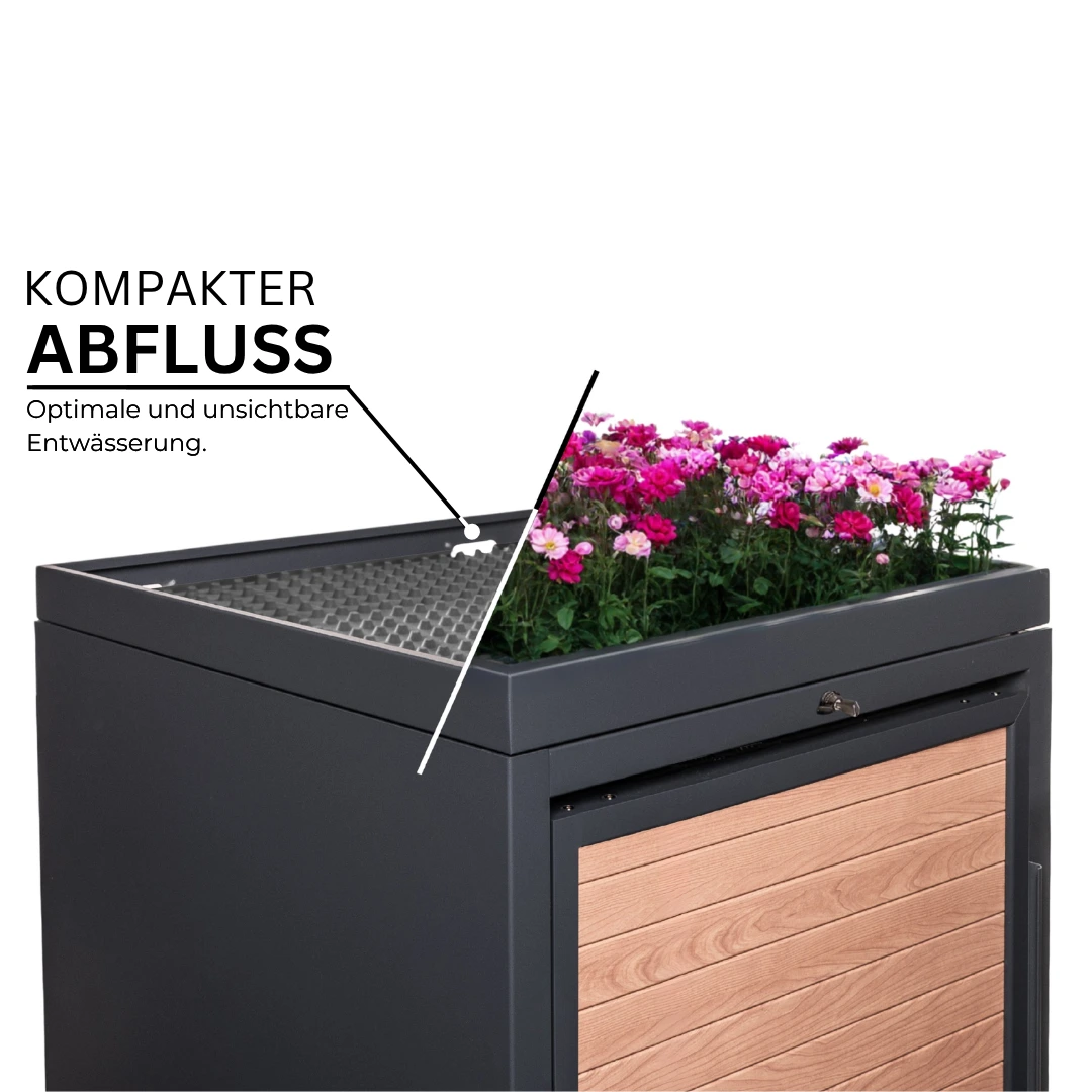 Mülltonnenbox mit bepflanztem Pflanzdach